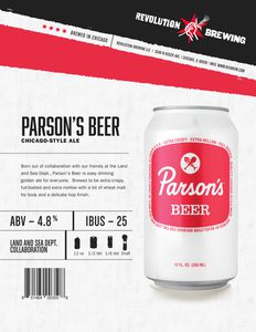 Parson's Beer Sell Sheet